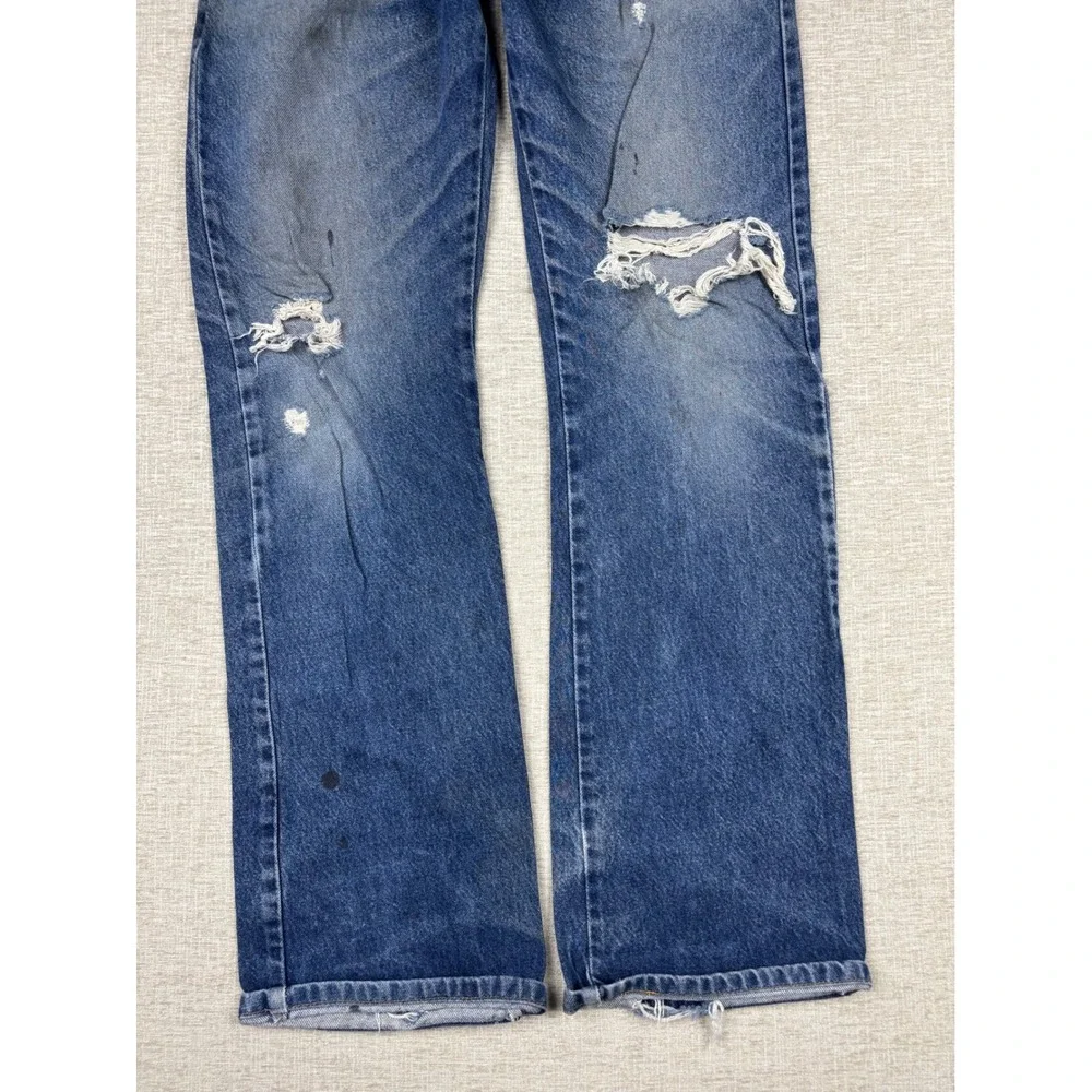 Vintage Levis 517 Bootcut Mens 34x34 Blue Distressed Denim Jeans